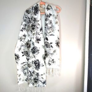 Like New Floral Fleece Scarf Extra Wide